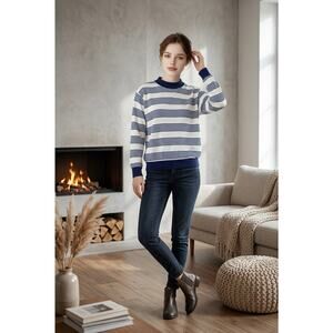 VTG 90s Chic Striped Mock Neck Sweater Made In The USA SIZE S/P